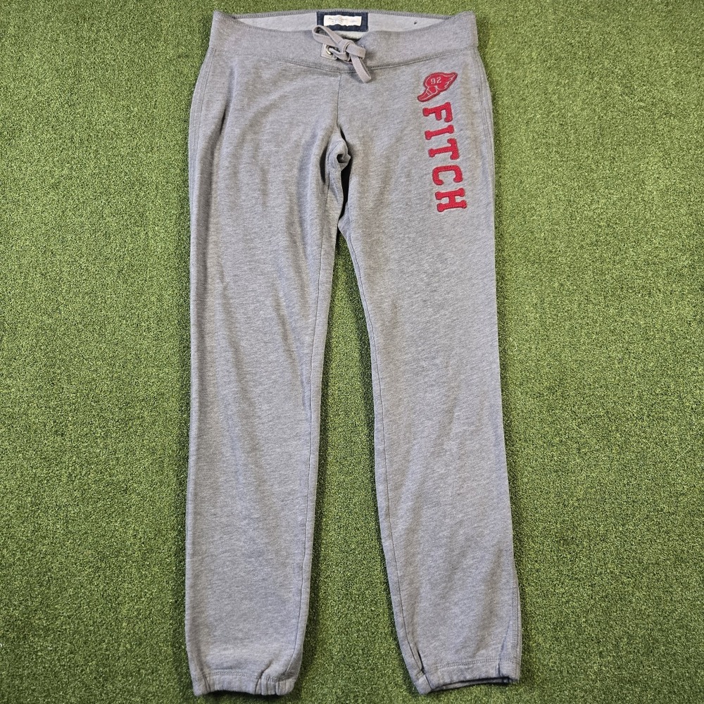 Abercrombie & Fitch Women's Gray Sweatpants Y2K Aesthetic Red Spellout small